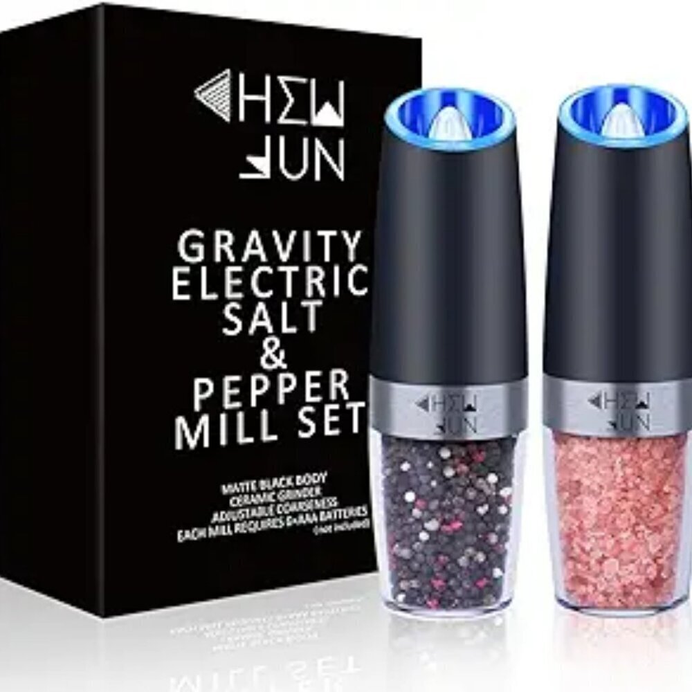 Gravity Salt and Pepper Grinder Set Automatic Adjustable Coarseness Stainless St